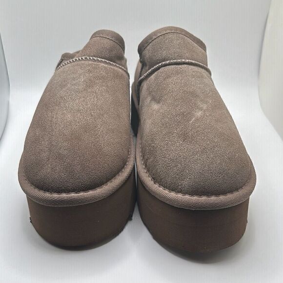 CUSHIONAIRE Women's Genuine Suede Cozy Mule Platform +Memory Foam 9 TAUPE - Picture 2 of 7